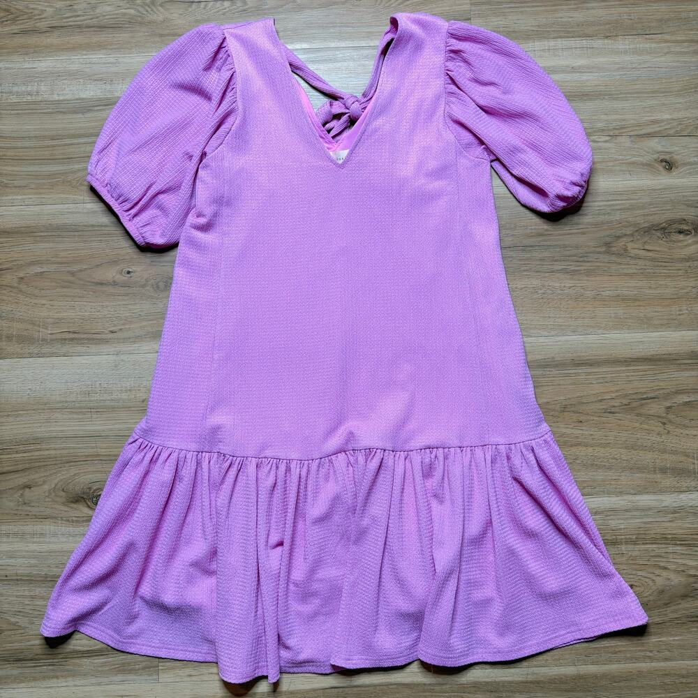 Melloday Tiered Ruffle Hem Puff Sleeve Dress Pink Size M